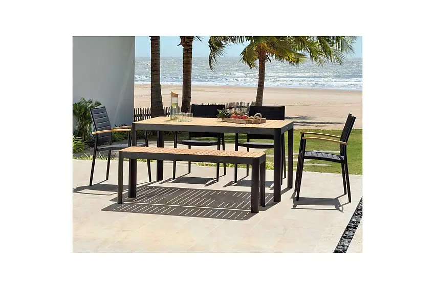Utomhusmöbelgrupp Lifestyle Garden Portals 161 cm 4 lite carverstolar + bänk