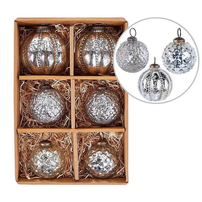 Julgranskula Argentin Set med 6 Silver