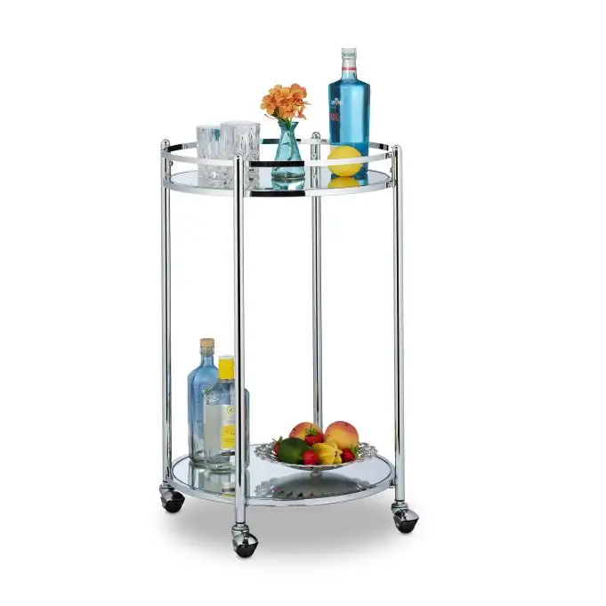 Serveringsvagn rund silver