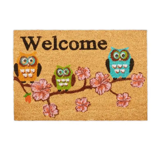 Dörrmatta kokosfiber ”Welcome” ugglor