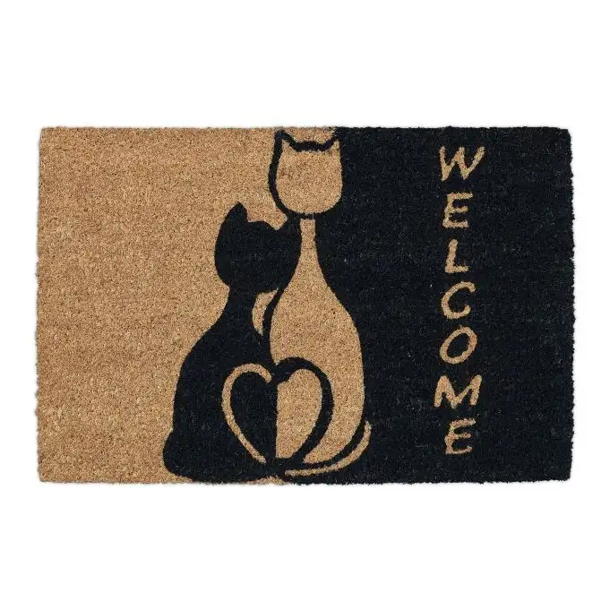 Dörrmatta kokosfiber ”Welcome” med katt