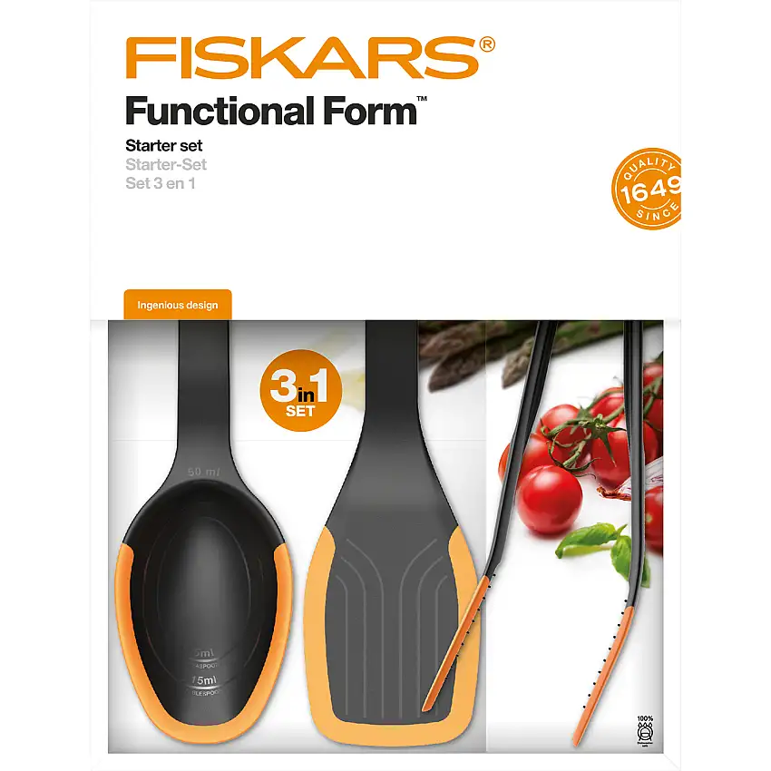 Startset FiskarsFunctional Form 3 delar - Sked, Stekspade och Tång