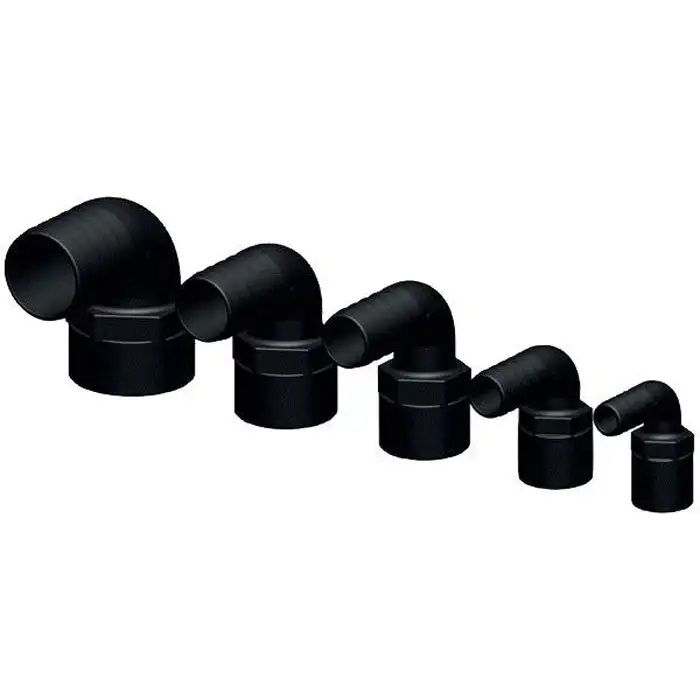 Anslutning Tru-designtill Skrovgenomföring 90° med Slangstuss16 mm