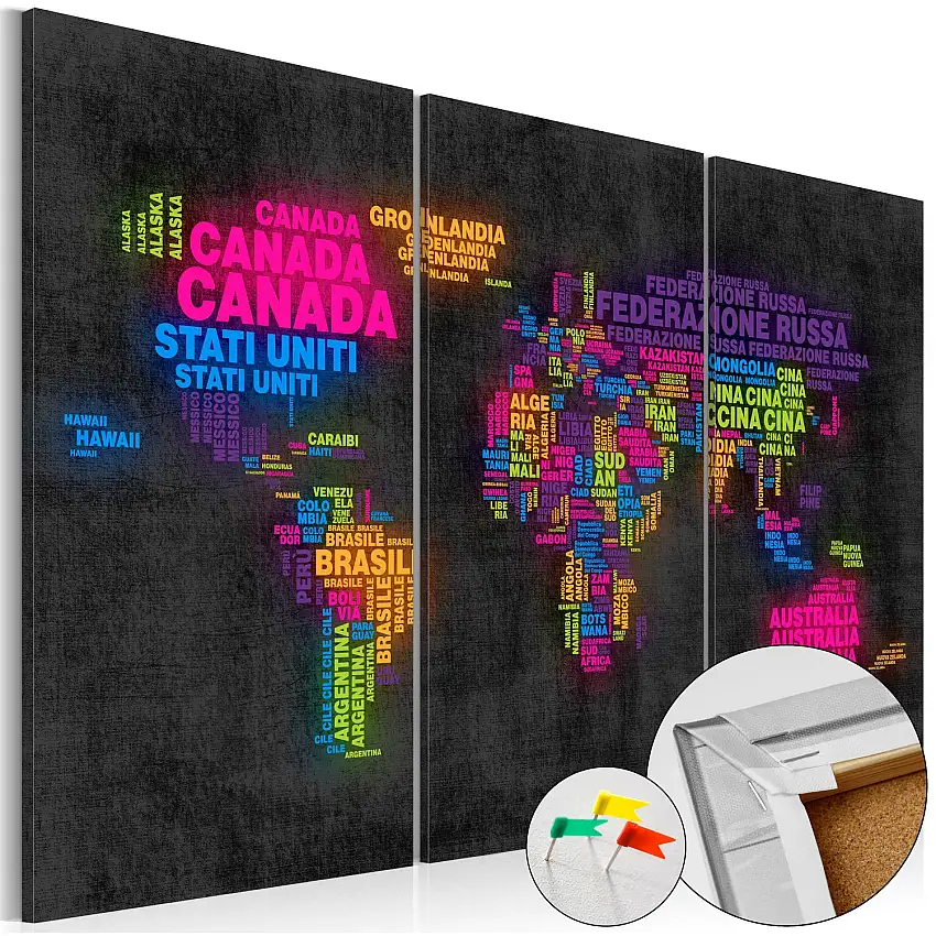 Anslagstavla ArkiioMappa del Mondo120x80 cm