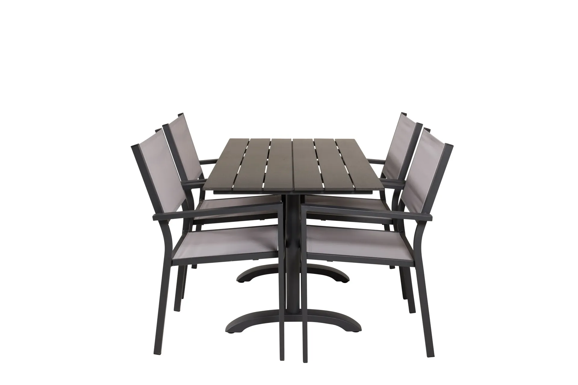 Denver Matgrupp Utomhus 120 cm + 4 Copacabana Karmstolar Utomhus Svart/Grå