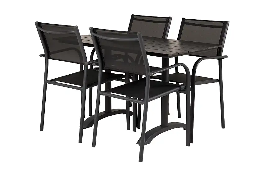 Denver Matgrupp 120 cm + 4 Santorini Karmstolar Svart