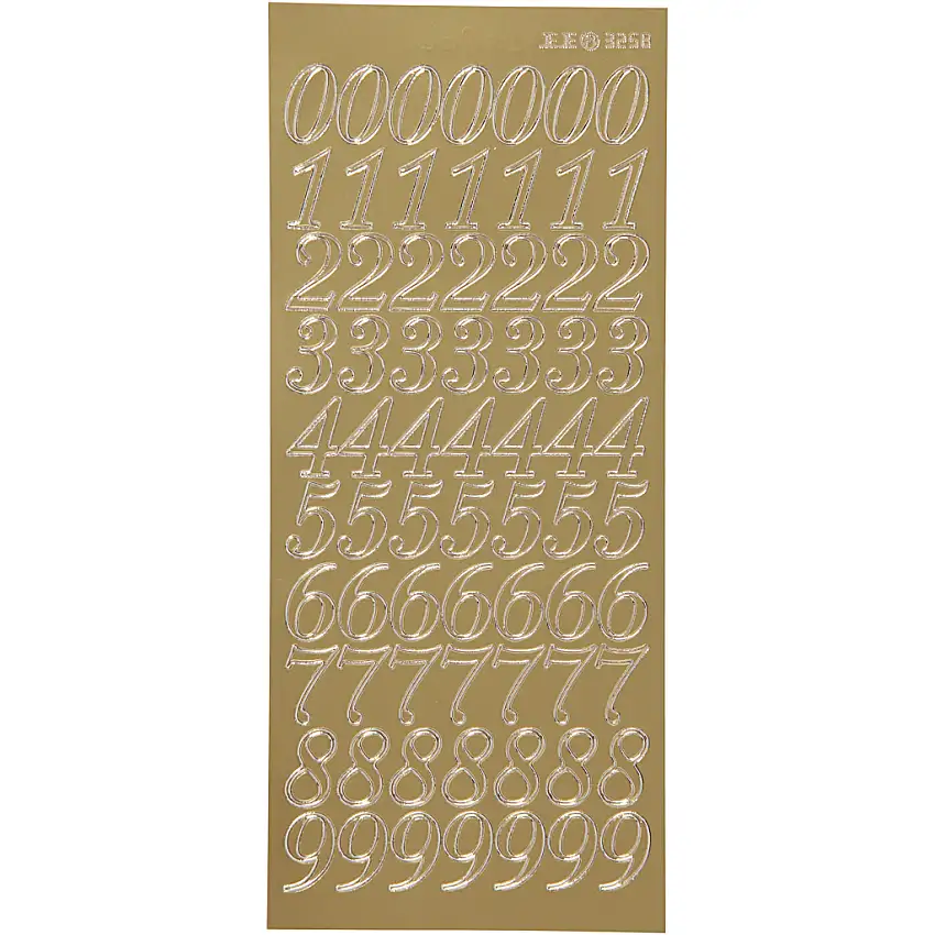 Stickers Creativ CompanySiffror 10x23 cm ArkGuld