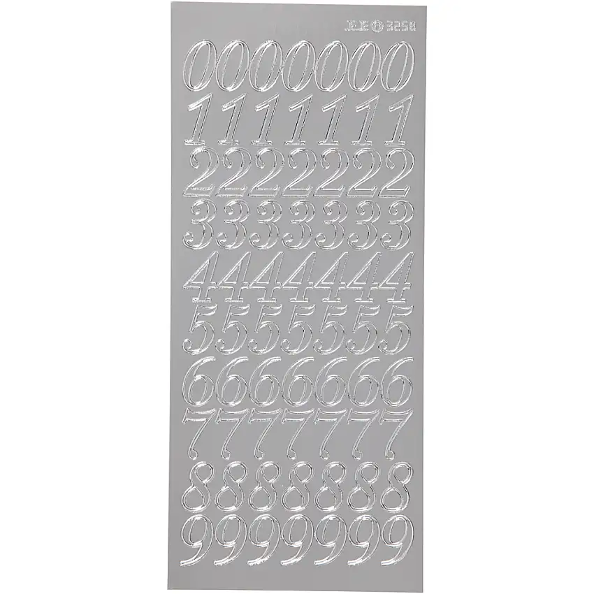 Stickers Creativ CompanySiffror 10x23 cm ArkSilver