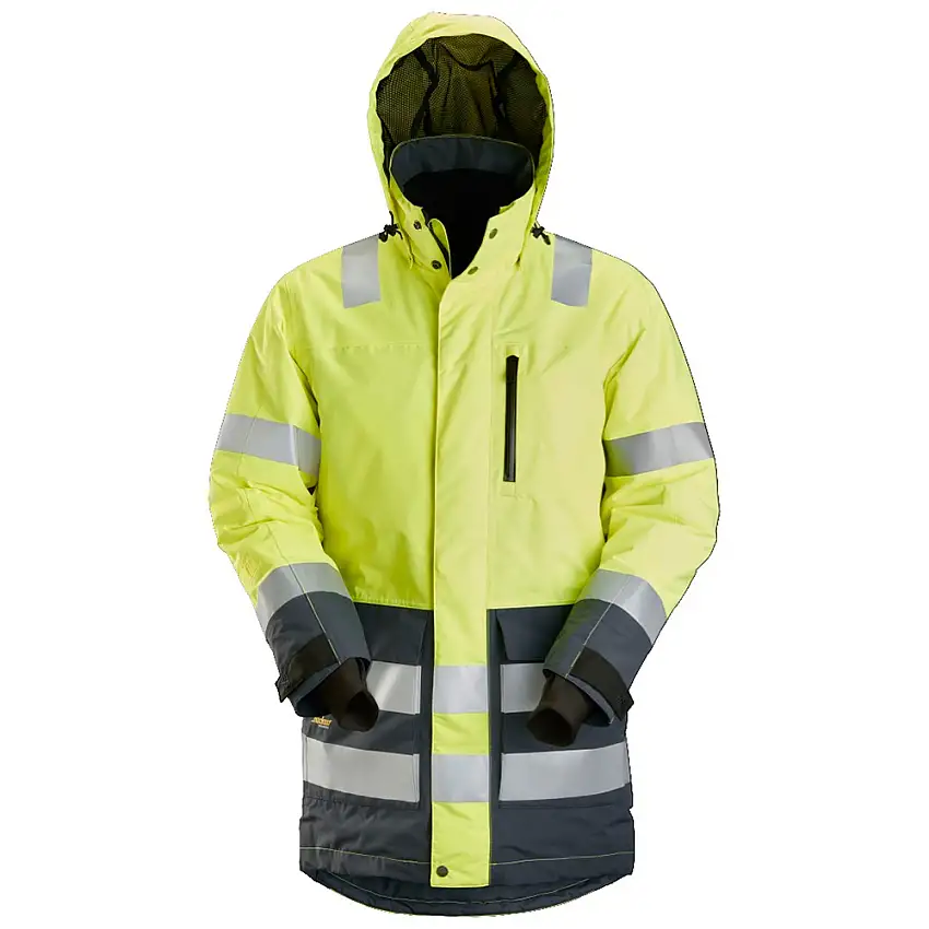 Parkas Snickers Workwearfodrad WP KL3Storlek: M, Färg: High vis yellow/Steel grey