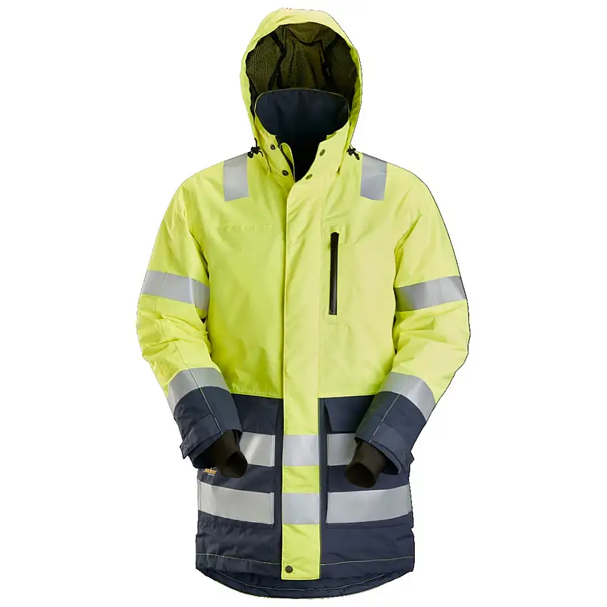 Parkas Snickers Workwearfodrad WP KL3Storlek: L, Färg: High Visibility Yellow - Navy