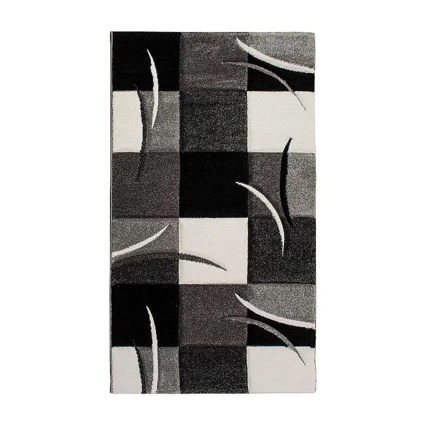 Friezematta KM CarpetsLondon PatchGrå/Vit/Svart, Mått: 80x350 cm