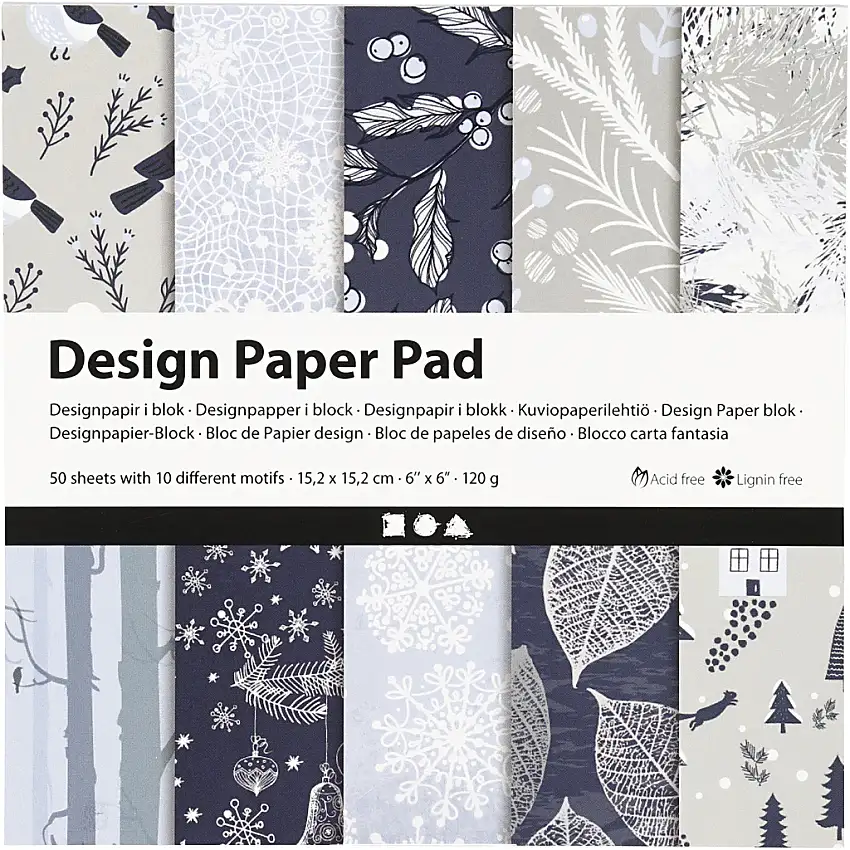 Designpapper Creativ Company50 Ark/1 FörpBlå/Grå