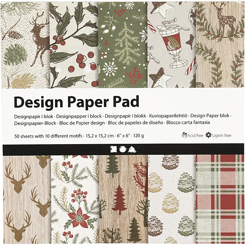 Designpapper Creativ Company50 Ark/1 FörpBrun/Röd