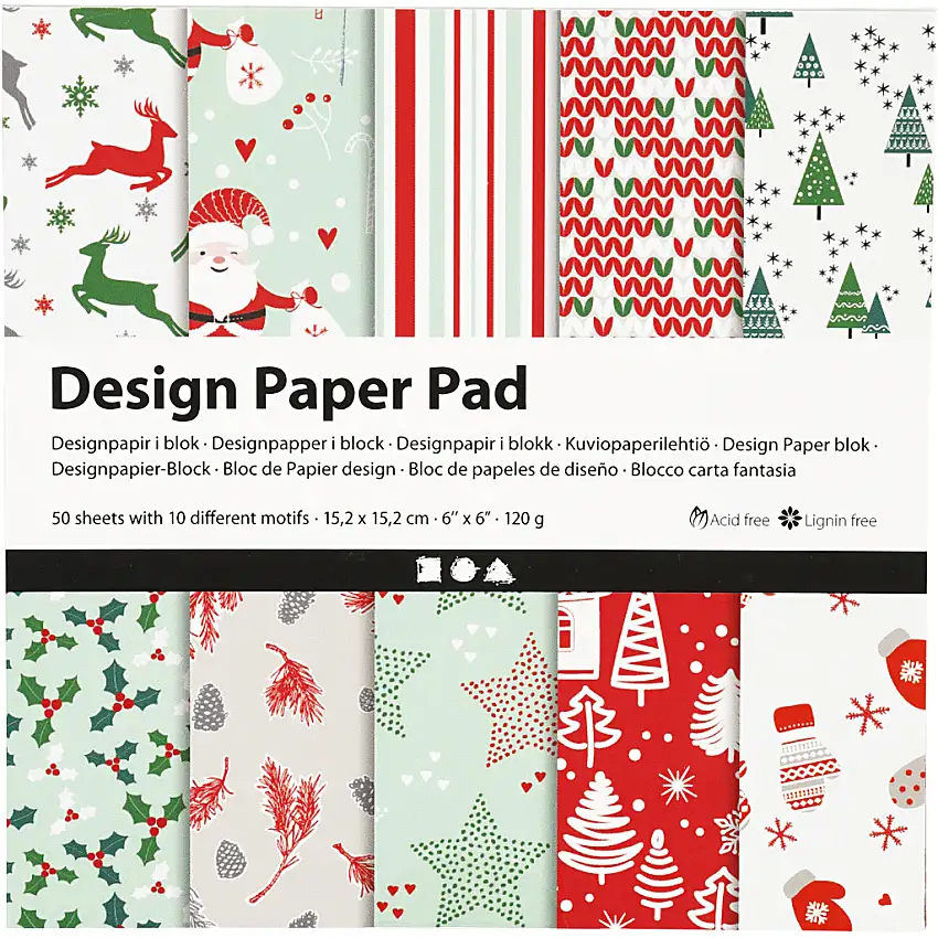 Designpapper Creativ Company50 Ark/1 FörpGrön/Vit/Röd