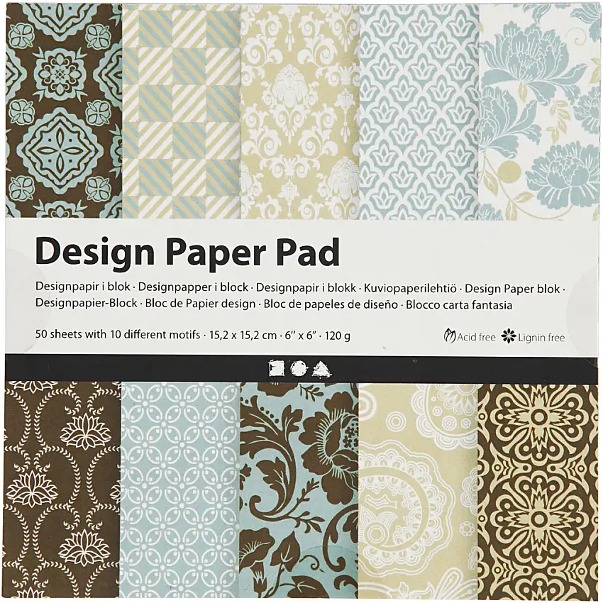 Designpapper Creativ Company50 Ark/1 FörpBrun/Ljusblå