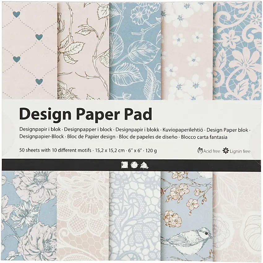 Designpapper Creativ Company50 Ark/1 FörpBlå/Rosa
