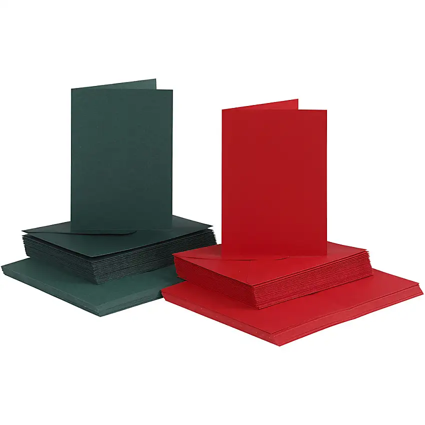Kort Creativ Companyoch Kuvert KortStl 10,5x15 cm KuvertStl 11,5x16,5 cm 50 st 1 FörpGrön/Röd