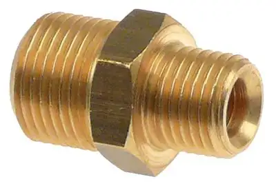 Dubbelnipplar Mässing L 29mm G1: 1/4" G2: 3/8"