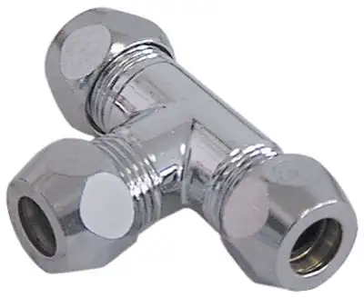 T-stycke Gänga 1/2" Rör ø 12mm Förkromad mässing