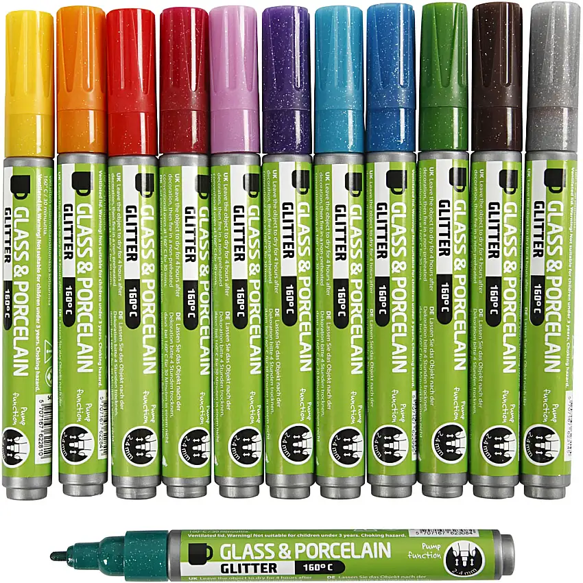 Glas- och Porslinstusch Creativ Companymixade Färger Spets 2-4 mm Semi Opaque 12 st/1 Förp