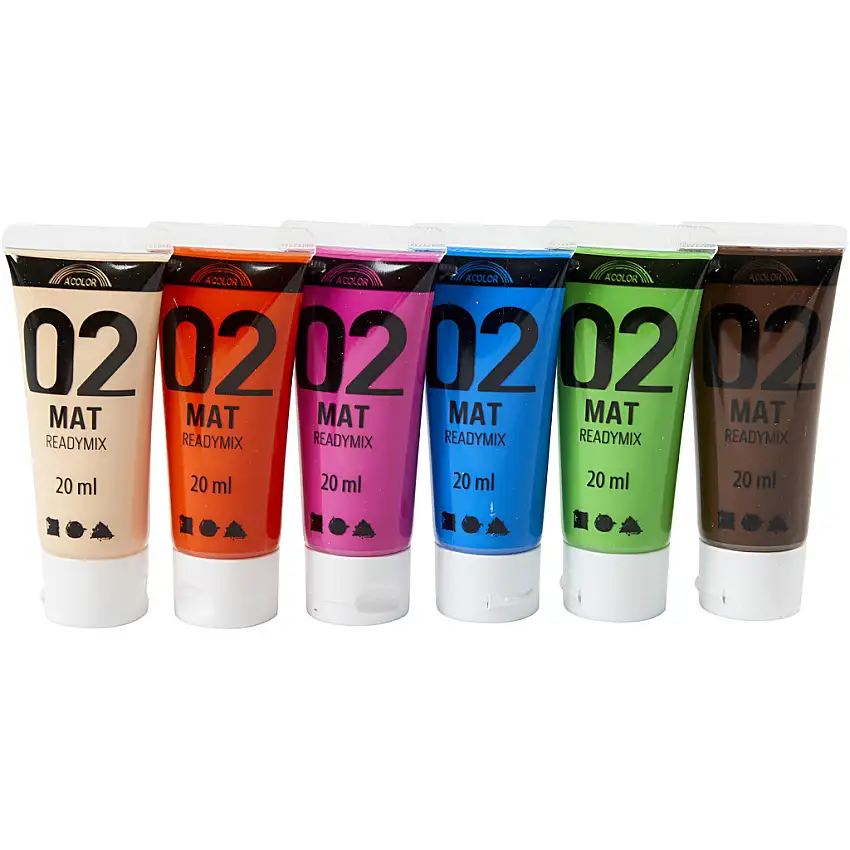 Akrylfärg Creativ CompanyReadymix A-color Kompletterande Färger Nr 02 Matt 6st 20 ml/1 Förp