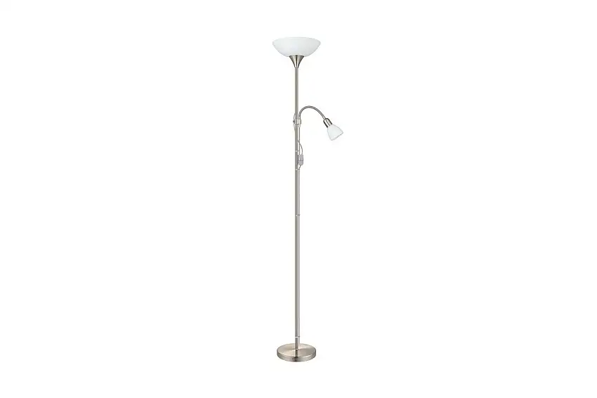 Eglo Golvlampa Eglo Up 2 med Läslampa Nickel-Matt Vit Vit/Grå