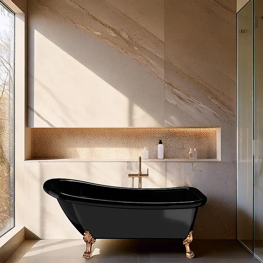 Tassbadkar BathlifeIdeal SvartMässing fötter