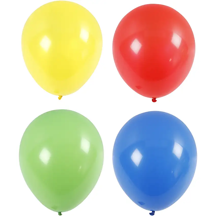Ballonger Creativ CompanyBlå Grön Röd Gul Stora 41 cm 4 st/1 Förp