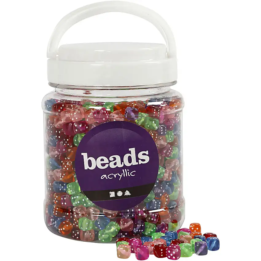 Tärningsmix Creativ CompanyMixade Färger Stl 7x7 mm Hålstl 1,5 mm 700 ml/1 Burk