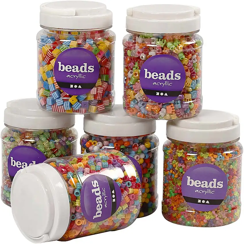 Pärlmix Creativ CompanyMixade Färger Stl 7-10 mm Hålstl 2-4 mm 2400 g 6x700 ml/1 Förp