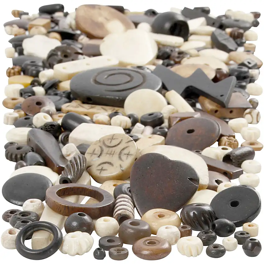 Benpärlor Creativ CompanyNaturmix Stl 5-30 mm Hålstl 1-2 mm 300 g/1 Förp