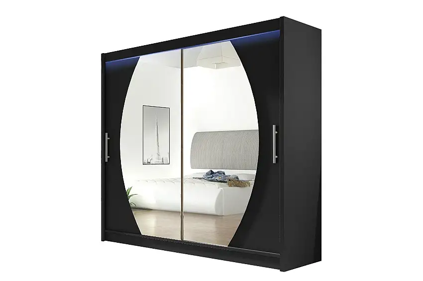 Scandinavian Choice Prag Garderob med Spegel 180x215 cm Svart