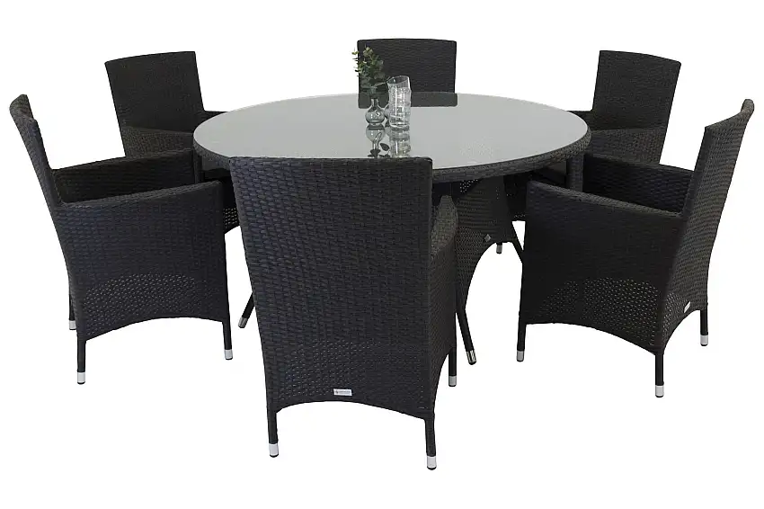 Volta Matgrupp Utomhus 150 cm Rund med 6 Malin Utestolar