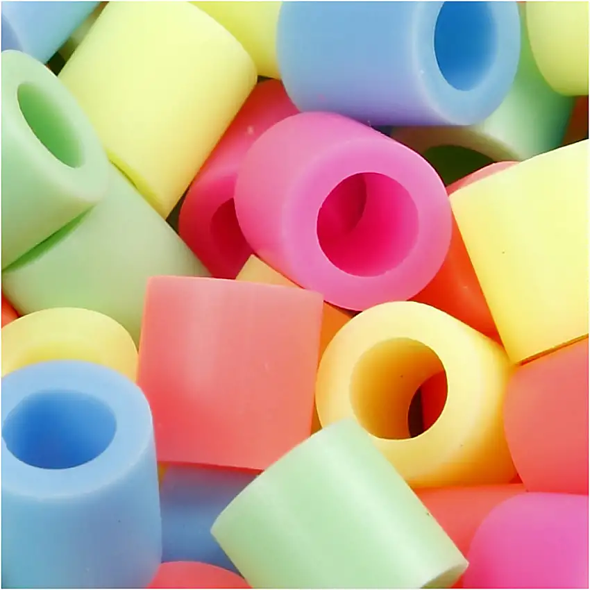 Rörpärlor Creativ CompanyStl 10x10 mm Hålstl 5,5 mm Jumbo 1 FörpPastell Färger, 1000 st