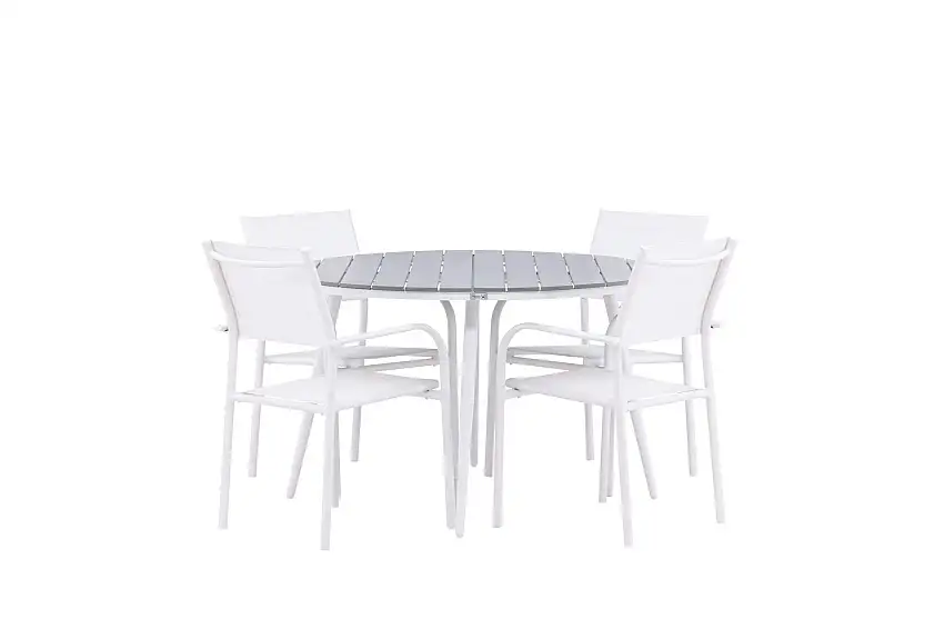 Break Matgrupp Utomhus 120 cm Rund med 4 Santorini Utestolar