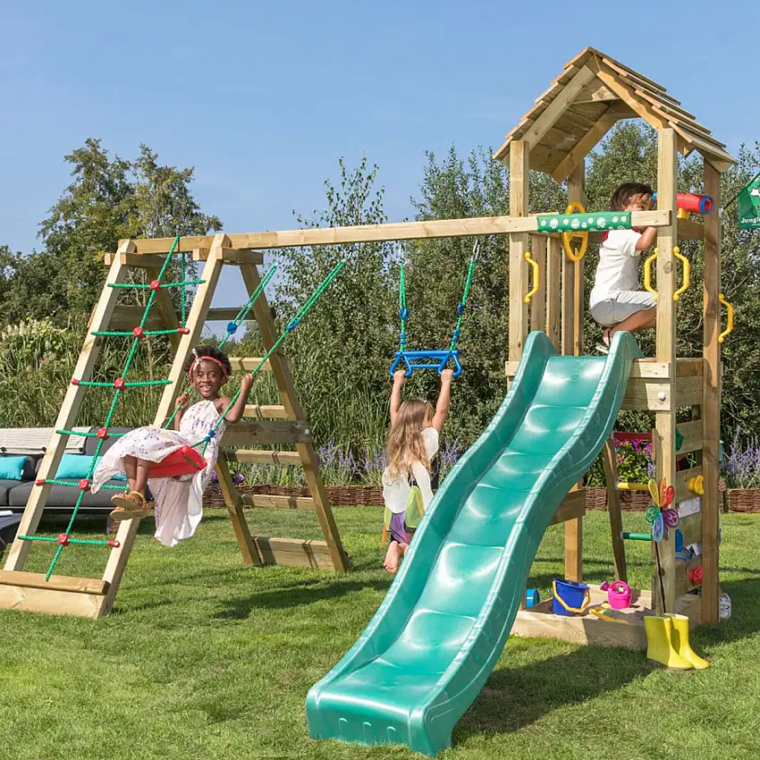 Klätterställning Jungle GymCocoon 2 Gungor RutschkanaGrön