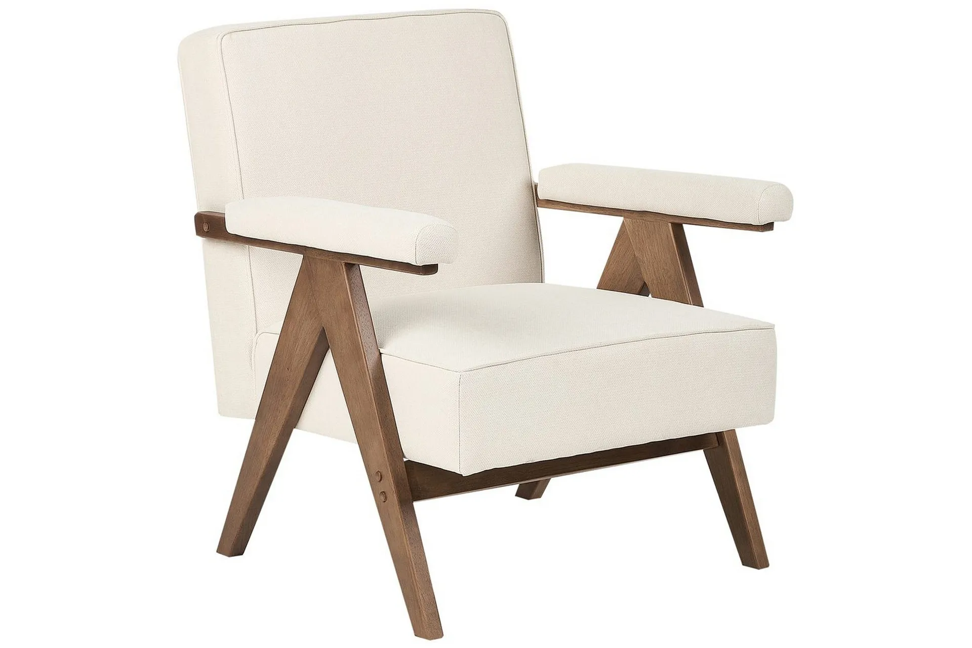 Fåtölj Evje Beige, mörkt trä