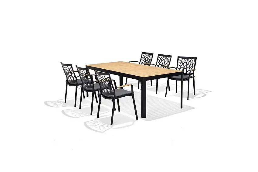 Utomhusmöbelgrupp Lifestyle Garden Portals 209 cm 6 trädskärarstolar