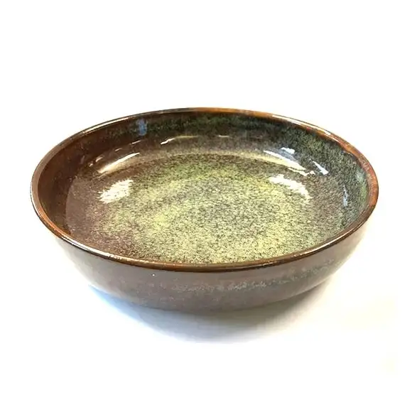 Tallrik med kant 15,6cm grön/beige Cavn