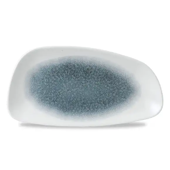 Tallrik/Fat Raku oval 30x15,5cm topaz blue Churchill