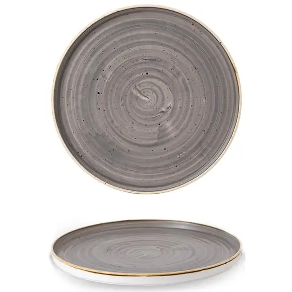 Tallrik Stonecast flat 15,7x2cm grey hög kant Churchill