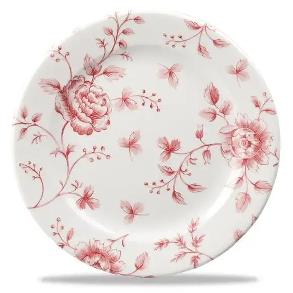 Tallrik Vintage Cranberry Rose flat 17cm rödmönstrad Churchill