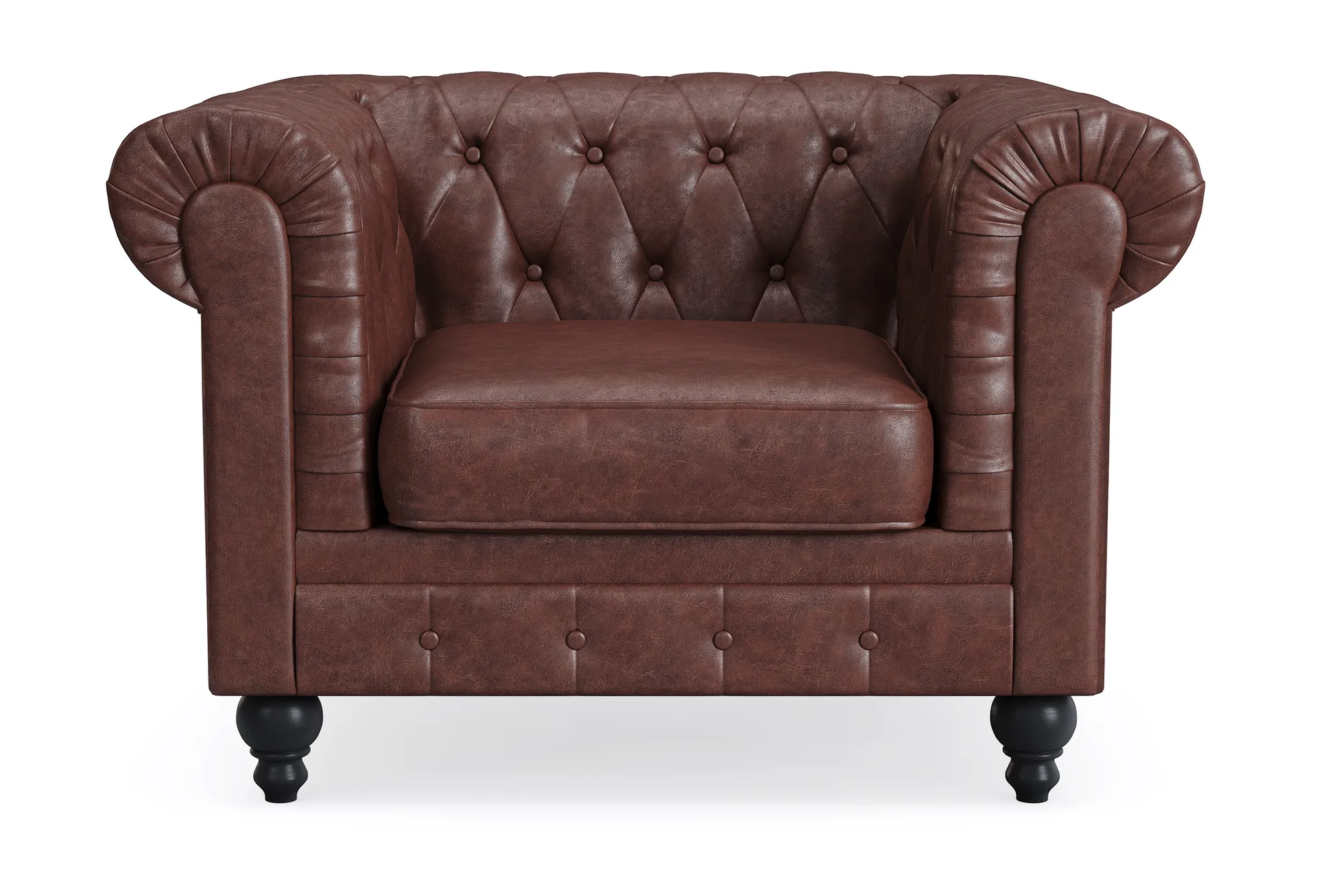 Chesterfield Lyx Stor skön djup fåtölj i konstläder till vardagsrum