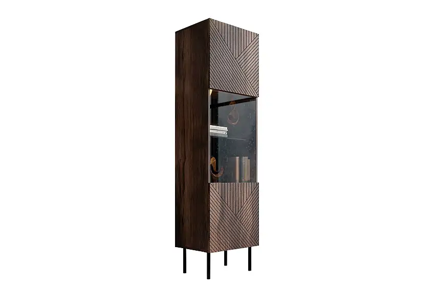 Juniskär Smalt Vitrinskåp 40 cm djup 51 cm bred 187 cm hög Trä Valnöt Glas