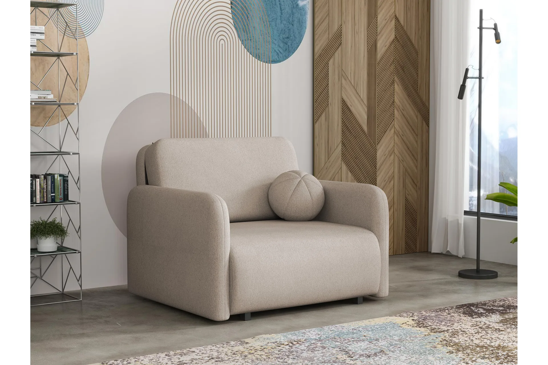 Ajmeri Bäddsoffa 2-sits i Plysch Beige