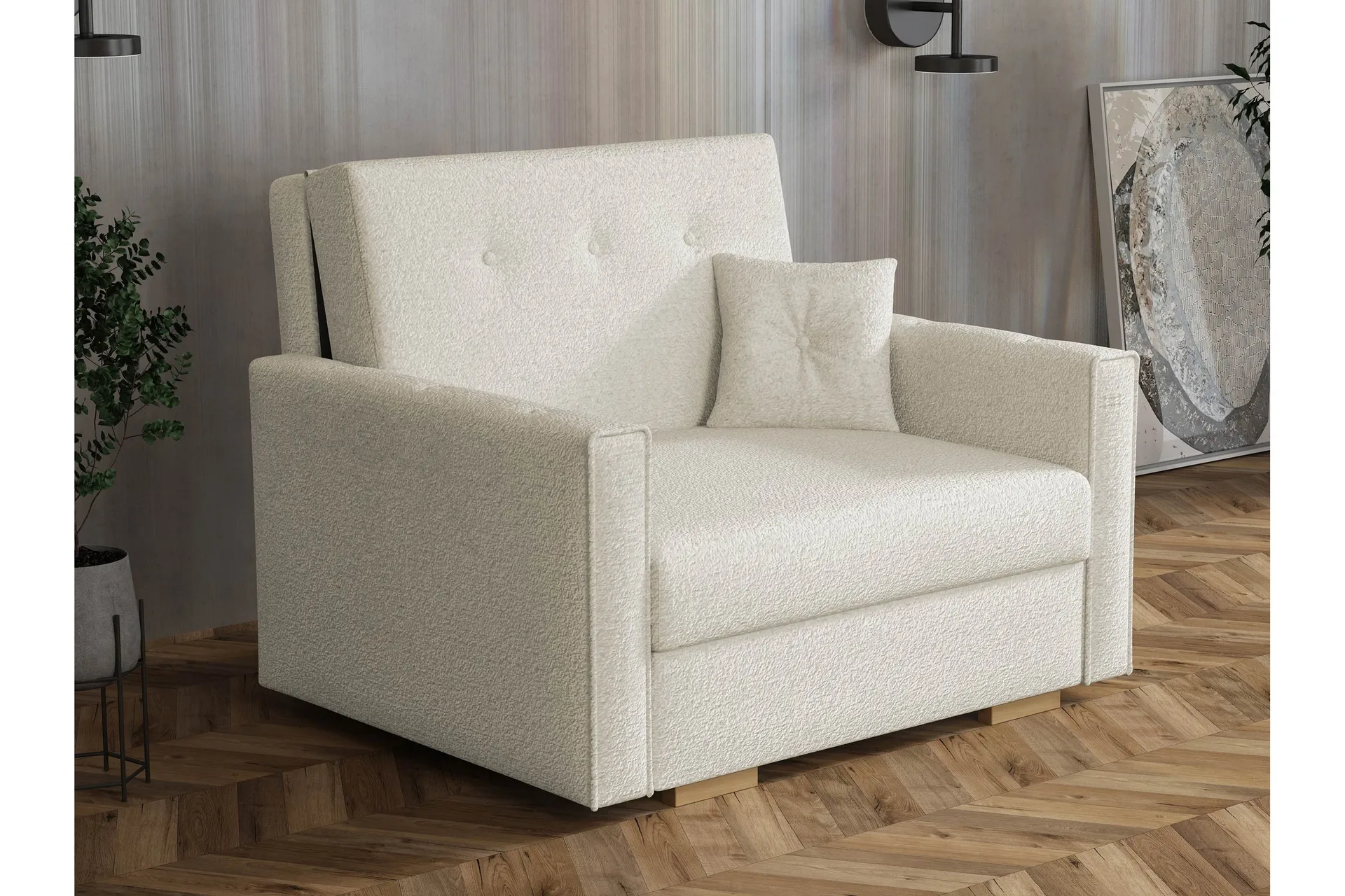 Ajiz Bäddsoffa 2-sits i Bouclé Beige