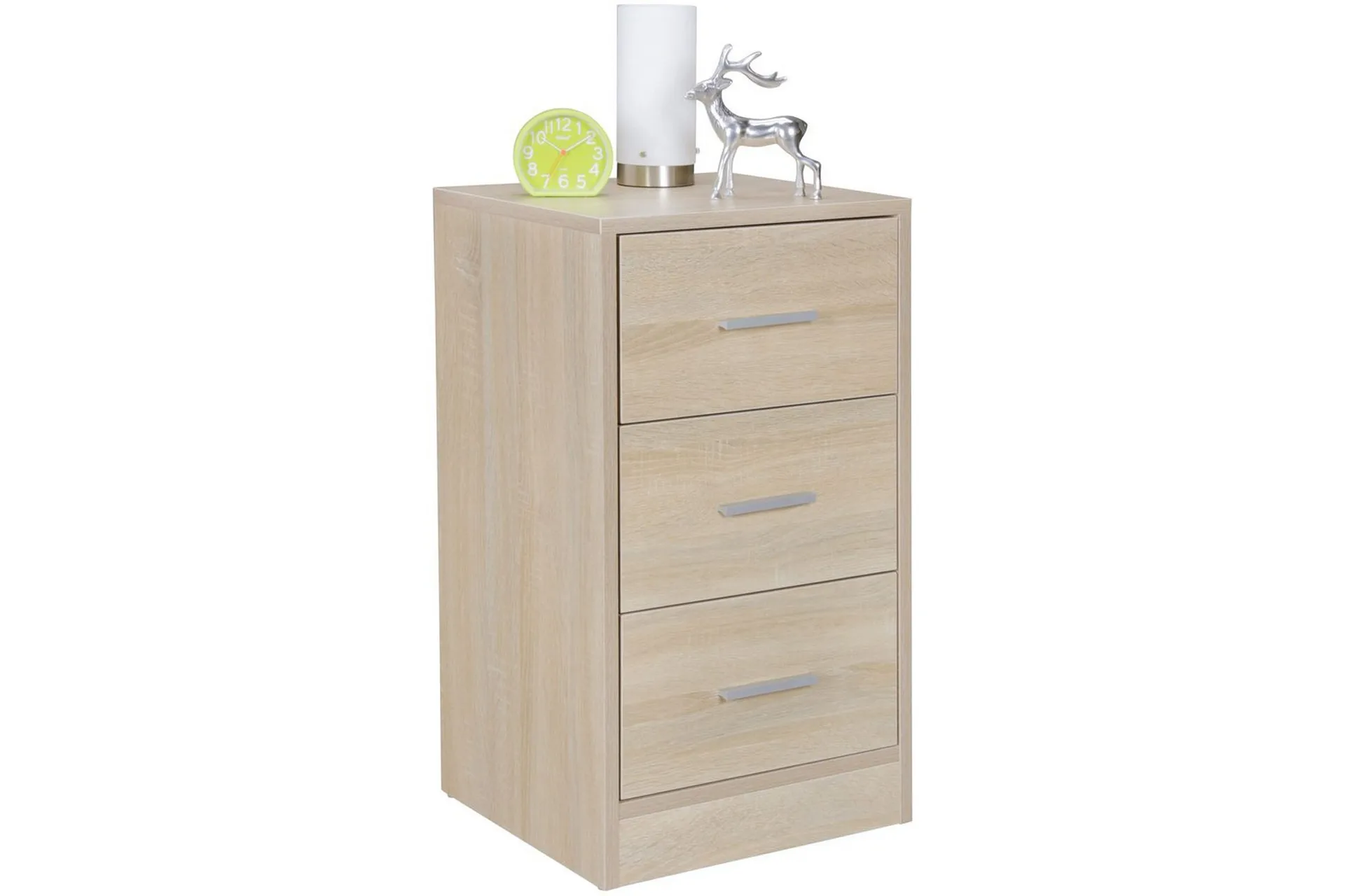 Sängbord Wohnling för resårbotten, 68 cm hög och 3 lådor i modern design Sonoma