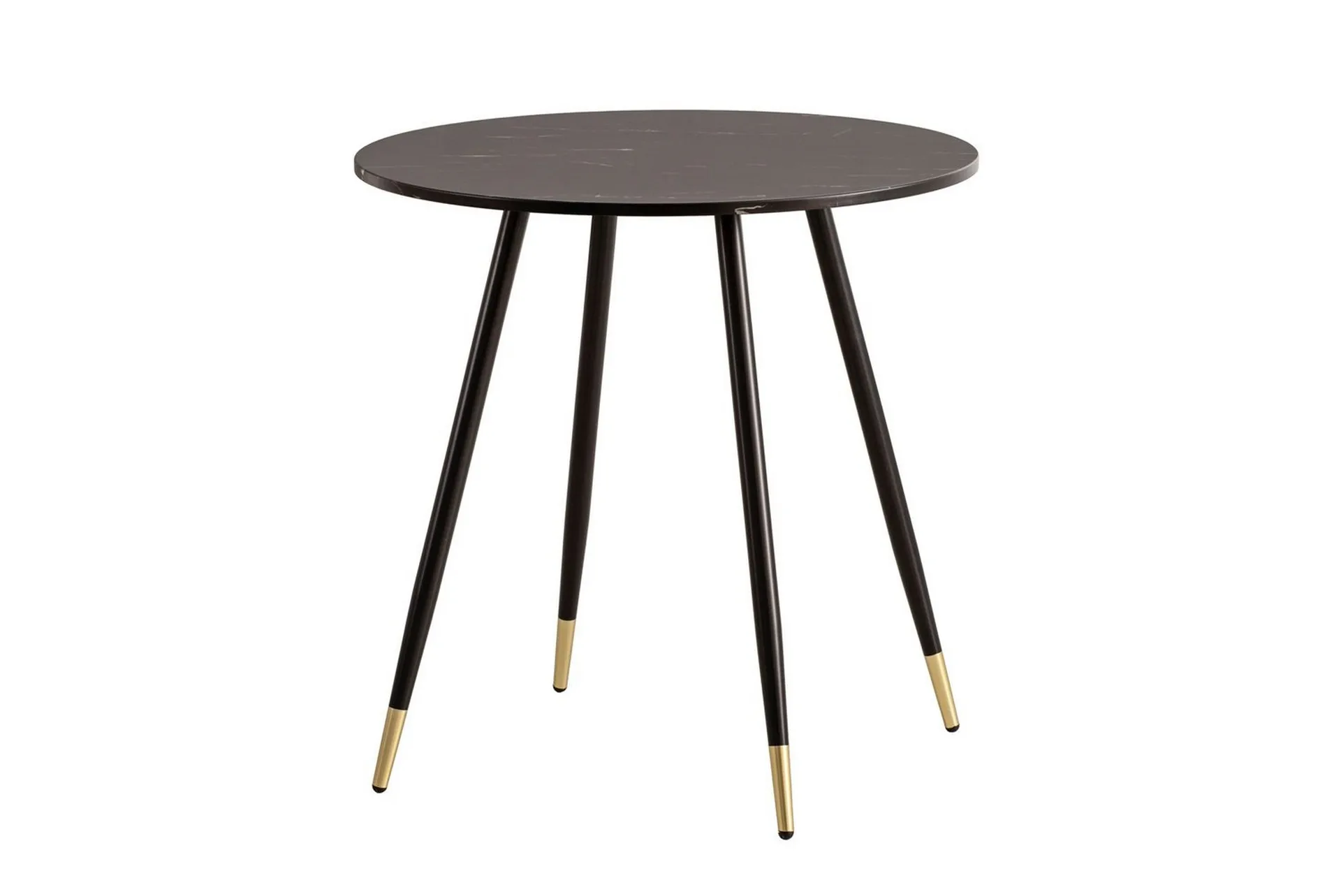 Matbord Wohnling Rund 75 cm marmorerad modern gyllene tippsben Marmor, Svart