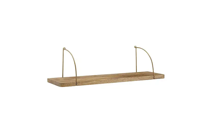 Vägghylla Wohnling massivt trä, metallhänghylla, industriell loftstil 80 cm