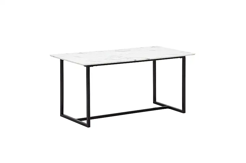 Matbord Wohnling Industriell loftstil, MDF med metallben med gyllene spets Marmor, Vit, 160x80 cm